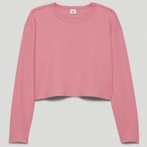 Aritzia Sunday Best Waffle Knit Thermal Long Sleeve Top Size Large Color Pink